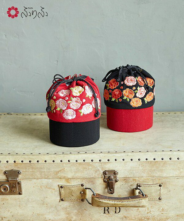 楽天市場】【セール70%オフ】フラワー刺繍巾着公式 ふりふ 巾着バッグ  