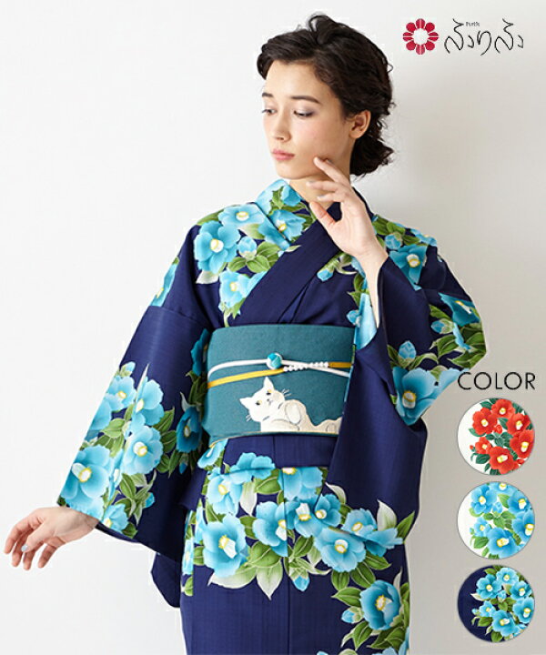 楽天市場 公式 ふりふ 単品 浴衣 Garden Camellia 浴衣 ふりふオリジナル 日本製 ゆかた レディース 女性 総柄 和柄 和風 花柄 椿 レトロ モダン かわいい きれい お洒落 華やか シンプル 大人 しっとり 大正ロマン 代 30代 40代 大人 粋 ギフト プレゼント