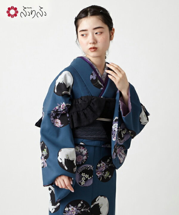 楽天市場 公式 ふりふ 単品 花天井小紋 小紋 きもの Kimono 和柄 花柄 和風 結婚式 入学式 卒業式 パーティー ２次会 仕立て上がり プレタ フリーサイズ レトロ モダン 和色 花 猫 ねこ モチーフ Cat 大正ロマン 着物 Furifu ギフト プレゼント 実用的