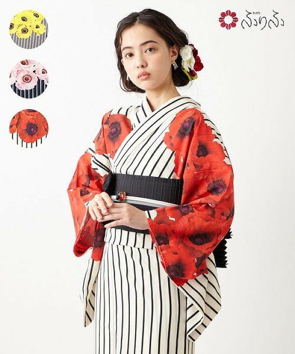 楽天市場 公式 ふりふ 単品 浴衣 姉萌音 浴衣 ふりふオリジナル 日本製 ゆかた レディース 女性 総柄 和柄 和風 花柄 アネモネ ストライプ 縞 レトロ モダン かわいい きれい お洒落 華やか シンプル 大人 しっとり 大正ロマン 代 30代 40代 大人 粋