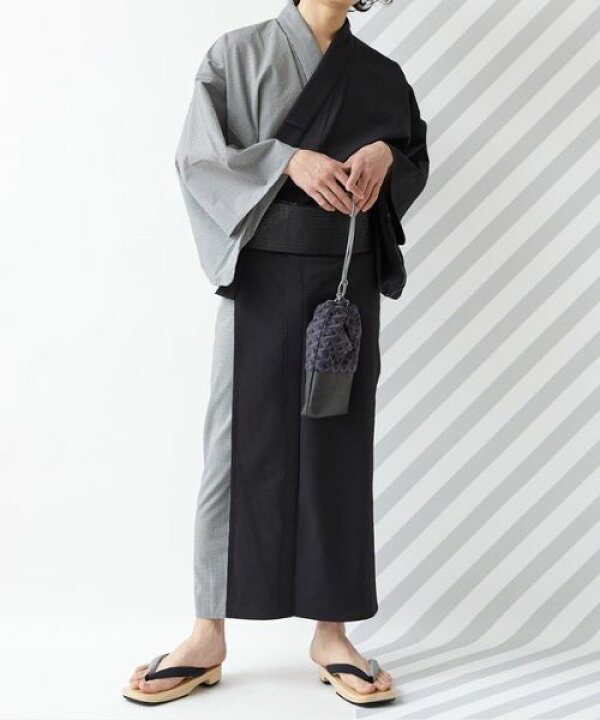 メンズ浴衣６点セット ふりふオリジナルコーディネート 公式 モダン メンズ浴衣 男性ゆかた 茶 ベージュ ゆかた 紺 浴衣 ｍサイズ ユカタ レトロ トートバッグセット 紳士 夏 L 無地 黒 腰ひも 各帯 ふりふ 下駄 ポップ 5点セット