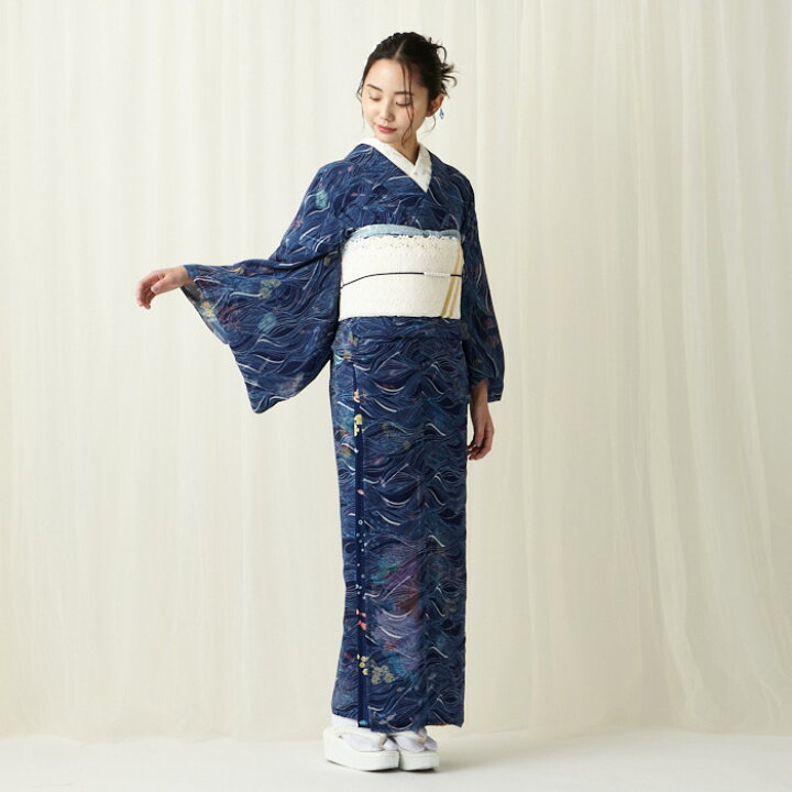 楽天市場】二重着物単品「ナミノムコウ」公式 ふりふ 着物 日本製 着物 