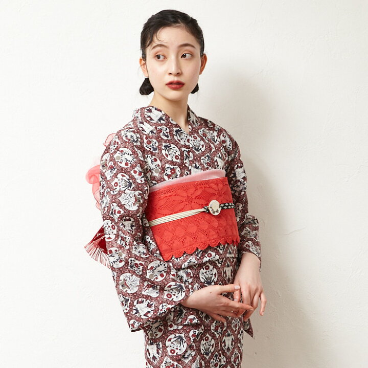 浴衣単品波兎うさぎウサギマゼンダピンク強めの桃色珍しい色柄注染 