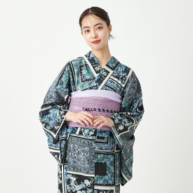 浴衣単品「 スカーフローズ 」公式 ふりふ 日本製 洗える ゆかた レディース 女性 スカーフ 黒 白 花柄 総柄 和柄 和風 レトロ モダン セオα かわいい 可愛い 大人 アンティーク 風 花火大会 夏祭り 大正ロマン 20代 30代 40代 普段 春着物