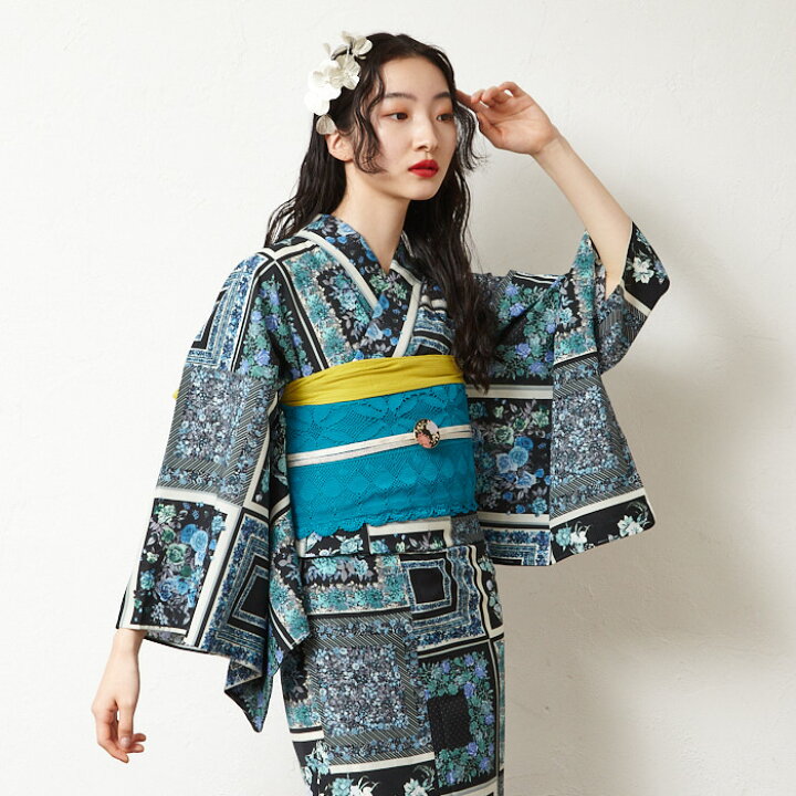 楽天市場】浴衣単品「 スカーフローズ 」公式 ふりふ 日本製 洗える  