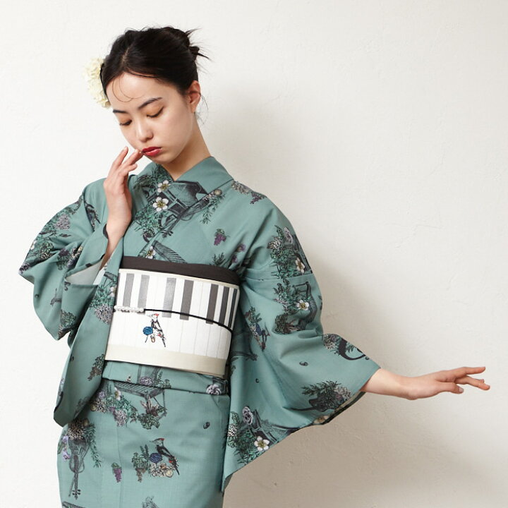楽天市場】半巾帯「 鍵盤とキツツキ刺繍半巾帯 」公式 ふりふ 浴衣帯  