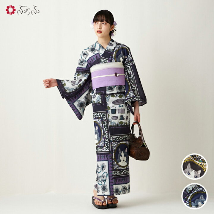 楽天市場】浴衣単品「猫物語 」公式 ふりふ 日本製 洗える ゆかた 