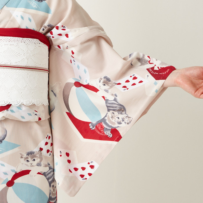 楽天市場】単品 浴衣「猫トランプ」公式 ふりふ 紫織庵 浴衣 日本製
