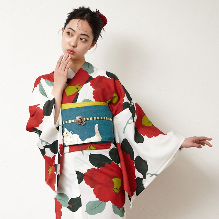 楽天市場】浴衣単品「 椿オーバジーン 」公式 ふりふ オリジナル 日本 