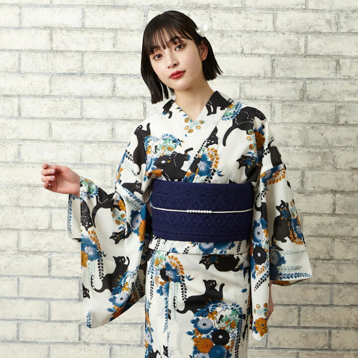 楽天市場】浴衣単品「 夜空猫 」公式 ふりふ 日本製 洗える ゆかた 