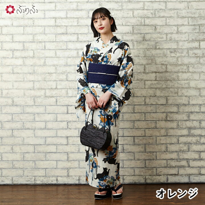 楽天市場】浴衣単品「 夜空猫 」公式 ふりふ 日本製 洗える ゆかた 