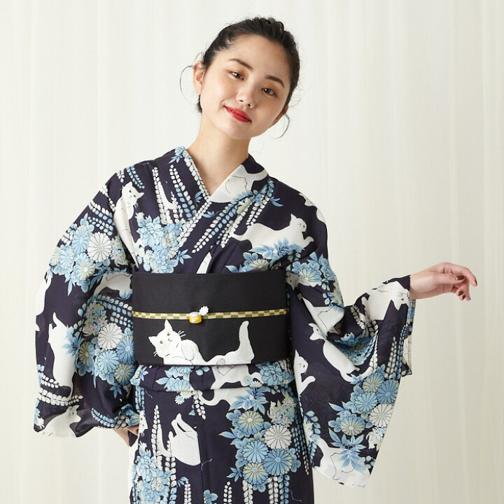 楽天市場】浴衣単品「 夜空猫 」公式 ふりふ 日本製 洗える ゆかた 