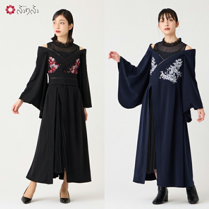 楽天市場】【セール10%オフ】着物風椿うさぎ刺繍ドレス公式 ふりふ 和  
