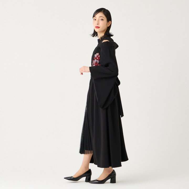 楽天市場】着物風椿うさぎ刺繍ドレス公式 ふりふ 和柄 レトロ ワンピ 