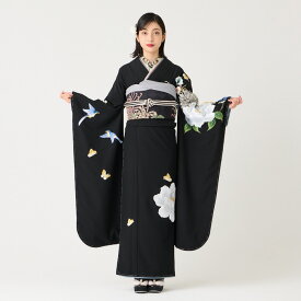 【セール60%オフ】振袖単品「 鳥蝶牡丹 」公式 ふりふ 仕立て上がり オリジナル レディース 大正ロマン 振袖 ふりそで 着物 きもの 和柄 和風 成人式 結婚式 入学式 卒業式 パーティー 二次会 プレタ フリーサイズ レトロ モダン 黒 和 蝶 花 豪華 個性的 衣装 華やか
