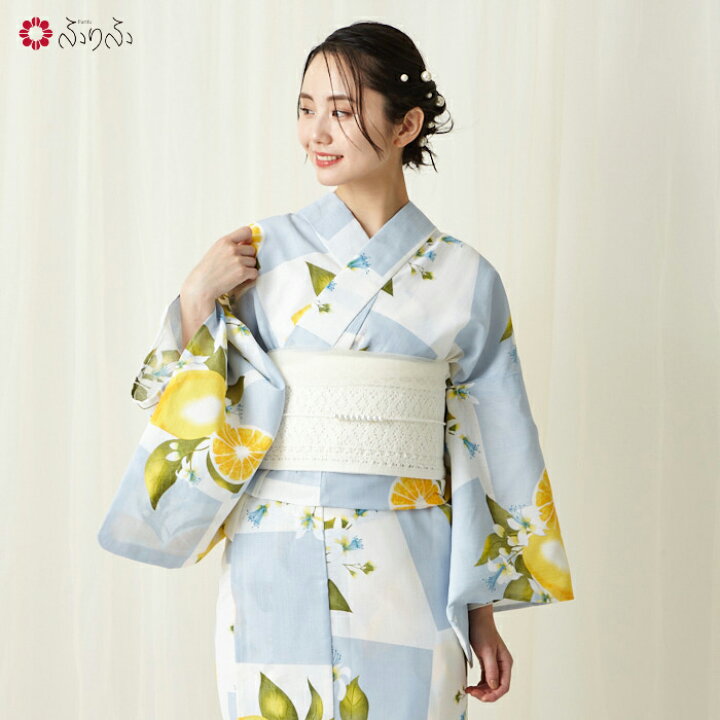 楽天市場】【セール20%オフ】浴衣単品「 NaturalFurifu 市松レモン 