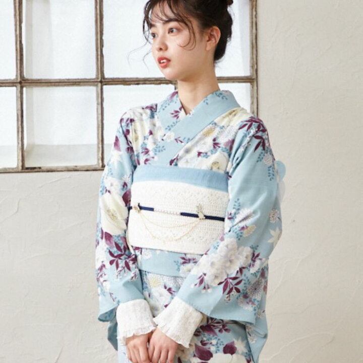 楽天市場】浴衣単品「 椿うさぎ 」公式 ふりふ 日本製 洗える ゆかた  