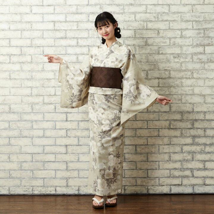 楽天市場】【WEB限定】 椿うさぎ・ベージュ浴衣3点セット（浴衣+半巾帯 