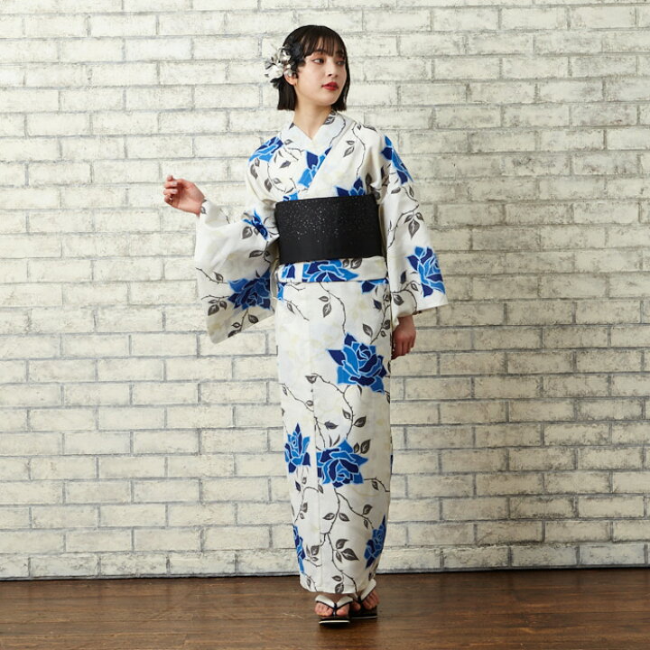 楽天市場】【WEB限定】 青薔薇浴衣3点セット（浴衣+半巾帯+着付け冊子 
