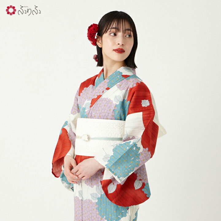 楽天市場】浴衣単品「 傘と紫陽花 」公式 ふりふ 日本製 made in japan 