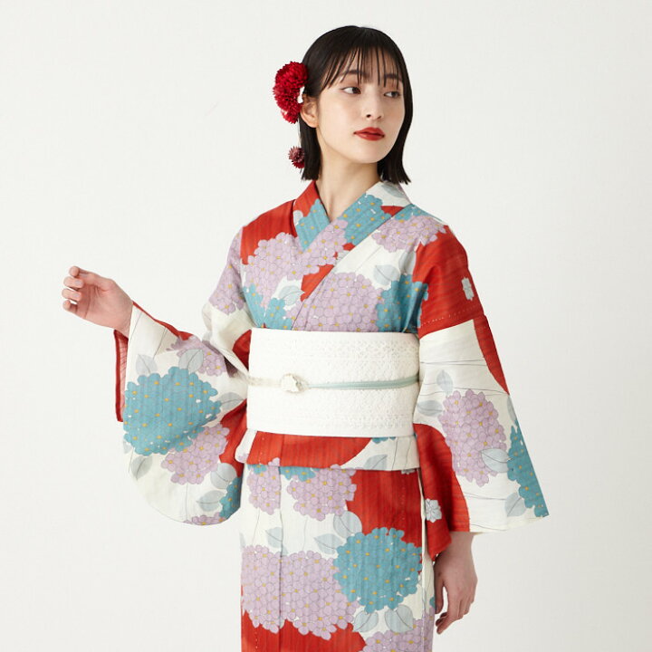楽天市場】浴衣単品「 傘と紫陽花 」公式 ふりふ 日本製 made in japan 