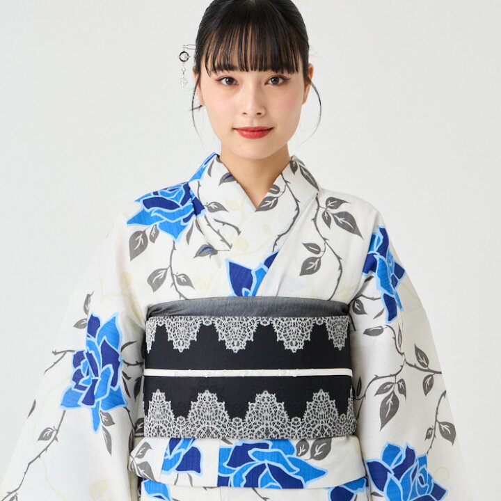 楽天市場】浴衣単品「 NaturalFurifu 青薔薇 」公式 ふりふ ゆかた 