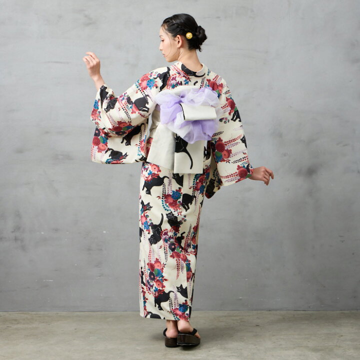 楽天市場】浴衣単品「 夜空猫 」公式 ふりふ 日本製 洗える ゆかた 