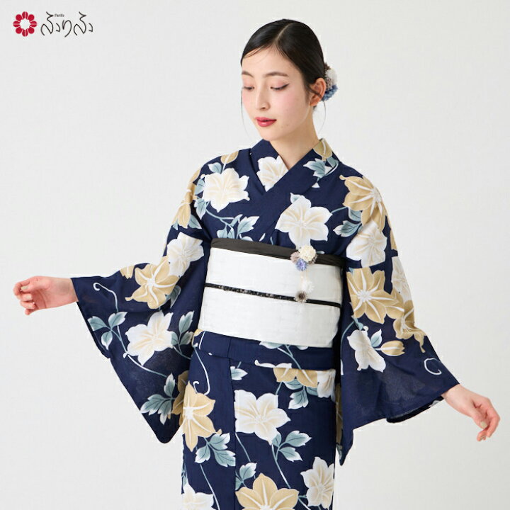 楽天市場】浴衣単品「 ハナウタ・鉄線 」公式 ふりふ 洗える 浴衣 