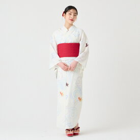 【セール15%オフ】【WEB限定】浴衣3点セット（浴衣「ハナウタ・金魚と風船」+ 半巾帯「花七宝」+着付け冊子）公式 ふりふ 洗える 洗える浴衣 レディース 浴衣 セット 金魚 風船 和風 モダン 可愛い 大人 華やか 半巾帯 帯 ポリエステル 夏 花火大会 夏祭り