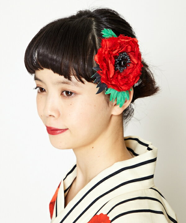 楽天市場 公式 ふりふ ヘアクリップ アネモネクリップ かんざし 髪飾り ヘアアクセ ヘアピン アネモネ 花 白 赤 黒 浴衣 ゆかた 結婚式 7才 和装 着物 きもの レトロ かわいい ショートヘア ボブ ロング 和装小物 ギフト プレゼント 実用的 成人式 卒業式 七五三