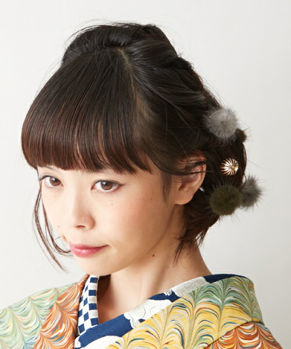 楽天市場 公式 ふりふ ミンクｕピン かんざしヘアピン ｕピンセット 白 黒 ピンク 赤 グレー 緑 結婚式 7才 和装 着物 きもの レトロ かわいい ショートヘア ボブ ロング ふぁー ぼんぼん ぽんぽん 簪 髪飾り 浴衣 ヘアアクセサリー ふりふ 成人式 卒業式 七五三 振袖