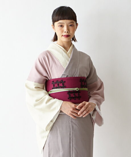 着物・小紋「麻調パッチワーク」ふりふオリジナル着物【小紋きものkimono結婚式入学式卒業式パーティー2次会仕立て上がりプレタフリーサイズレトロモダンかわいいおしゃれ着華やか和色ベージュ紺】