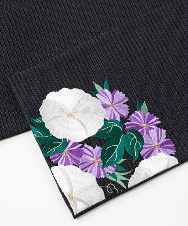 楽天市場 公式 ふりふ 浴衣帯 半巾帯 花丸朝顔 撫松庵 ふりふセレクト 浴衣 浴衣帯 半幅帯 半巾 日本製 国産 朝顔 アサガオ 刺繍 レトロ モダン かわいい 大人女子 お洒落 小粋 和服 和装 花火大会 夏祭り ギフト プレゼント 実用的 ふりふ 楽天市場店