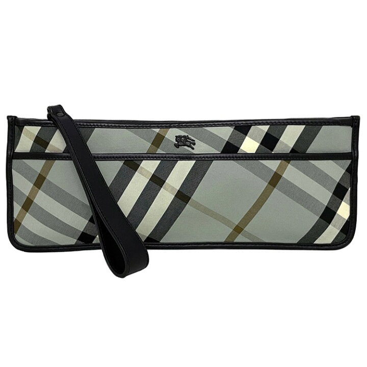 BURBERRY クラッチバッグ ブルー ブラック - クラッチバッグ