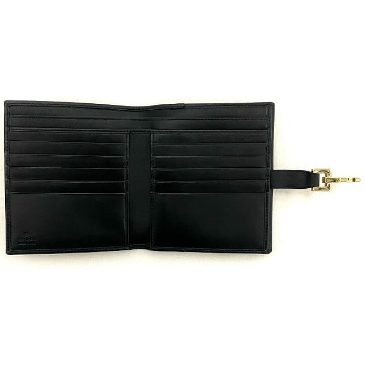楽天市場】【送料無料】 グッチ 二つ折り 財布 ブラック ゴールド  