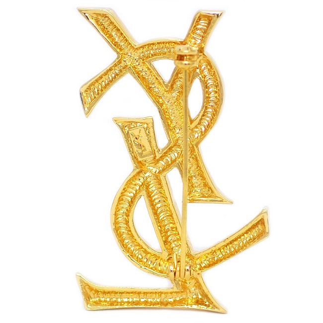 ✨極美品 希少✨ イヴサンローラン ロゴ ゴールド 刻印 ブローチ 音符
