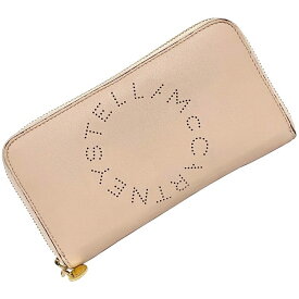 【送料無料】 ステラマッカートニー ラウンドファスナー 長財布 ピンクベージュ 502893 財布 レザー 中古 STELLA McCARTNEY ロゴ パンチング ファスナー シンプル 定番 人気 レディース レザーウォレット 女性 革財布 本革 パンチングロゴ ゴールド金具 箱付 本物 鑑定済み