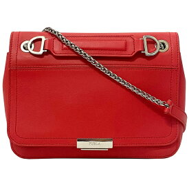 【送料無料】 フルラ ショルダー バッグ レッド シルバー 美品 レザー 中古 FURLA 赤 2way チェーン フラップ 斜め掛け 肩掛け 人気 レディース 女性 ロゴ シルバー金具 シンプル 無地 ミニ ミニバッグ パーティー 高級感 マチ有 本革 ソフトレザー ブランド 本物 鑑定済み