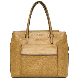 【送料無料】 ロエベ トートバッグ オレンジベージュ ヴィンテージ レザー 中古 LOEWE ハンドバッグ シンプル 無地 定番 人気 レディース 女性 ロゴ エンボス加工 フラップ 外ポケット有 コンパートメント マチ有 上品 お洒落 高級感 本革 バッグ 鞄 ブランド 本物 鑑定済み