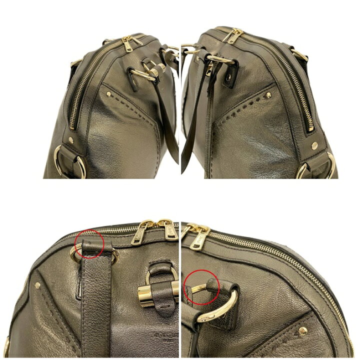 イブサンローラン ミューズ レザー トートバッグ ロゴ ブロンズ レア YSL