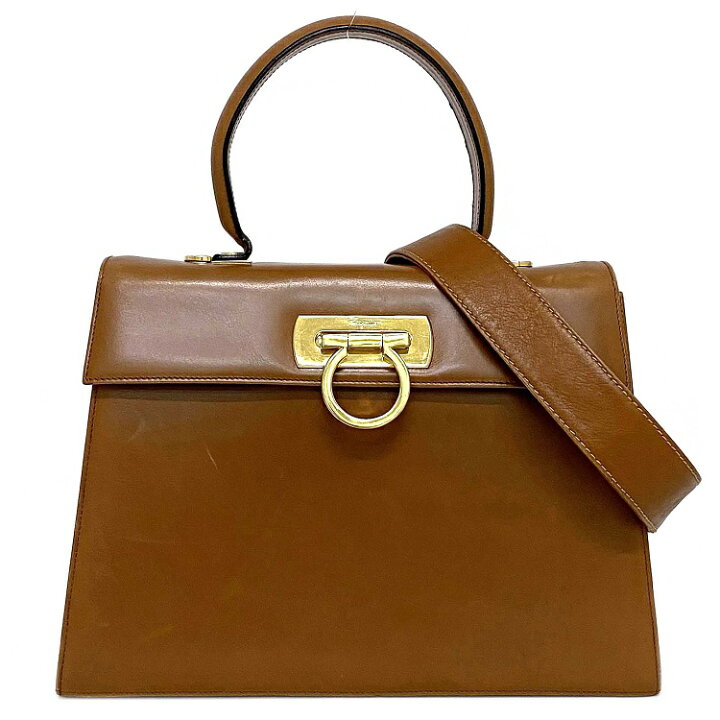 楽天市場】【送料無料】 フェラガモ 2way バッグ ブラウン ゴールド  