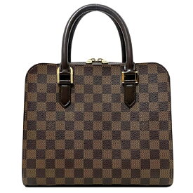 【送料無料】 ルイ ヴィトン ハンドバッグ トリアナ ブラウン ダミエ エベヌ N51155 美品 中古 LOUIS VUITTON ファスナー ヴィンテージ ロゴ シンプル 定番 人気 レディース バッグ 女性 鞄 茶色 ゴールド金具 LV 総柄 外ポケット有 マチ有 スクエア型 高級感 本物 鑑定済み