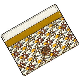 【送料無料】トリーバーチ カードケース イエロー ホワイト グレー ロビンソン 10005657 カード ホルダー PVC レザー 中古 TORY BURCH ロゴ クレジットカード パスケース コンパクト 薄型 太陽 プリント 定番 人気 オシャレ 女性 レディース 通勤 通学 高級感 本物 鑑定済み