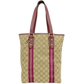 【送料無料】 グッチ トートバッグ ベージュ ピンク シェリー 162899 チャーム付 キャンバス レザー 中古 GUCCI ホースビット GG 総柄 肩掛け ヴィンテージ 軽量 ロゴ バタフライ ブランド 女性 レディース シンプル 定番 人気 大容量 通勤 通学 ビジネス 上品 本物 鑑定済み