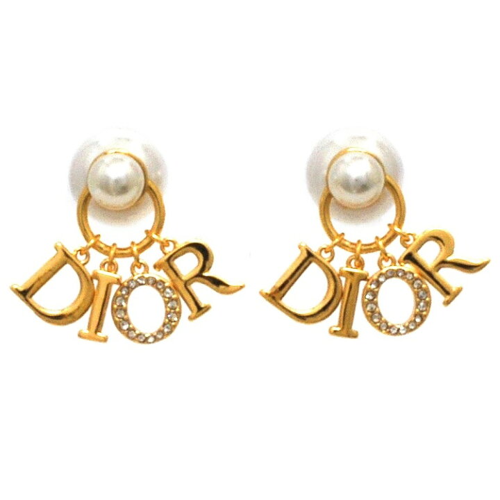 DIOR ゴールドパールピアス - ピアス(両耳用) 