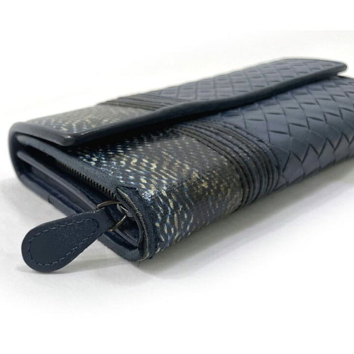 楽天市場】【送料無料】 ボッテガヴェネタ 二つ折り 長財布 ブルー  