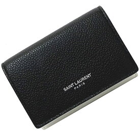 【送料無料】 サンローラン 三つ折り 財布 ブラック ホワイト バイカラー 459784 美品 レザー 中古 SAINT LAURENT 黒 白 コンパクト ミニ ウォレット シンプル ホック 定番 人気 モノトーン 白黒 ロゴ ワンポイント 小銭入れ有 お洒落 上品 高級感 ブランド 本物 鑑定済み