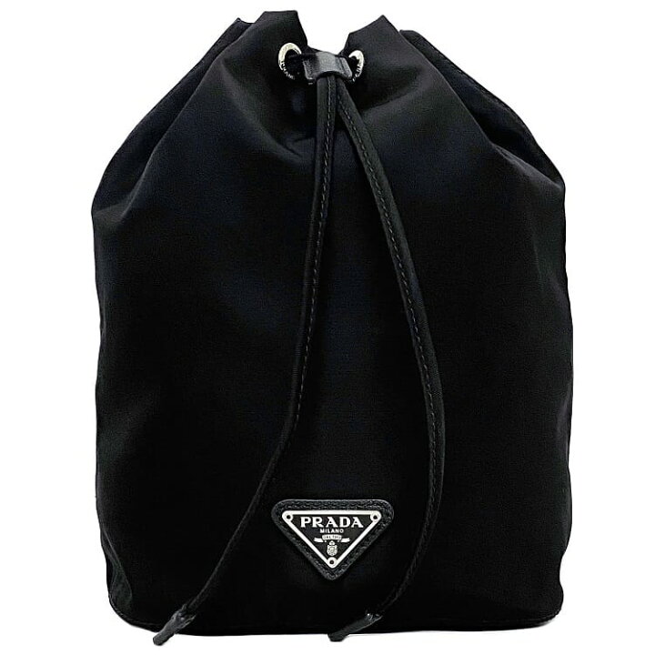 楽天市場】【送料無料】 プラダ 巾着 ポーチ ブラック シルバー NERO 