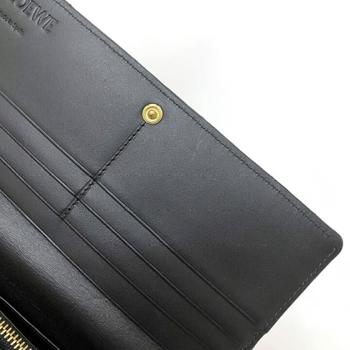 楽天市場】【送料無料】 ロエベ 二つ折り 長財布 ブラック ゴールド 
