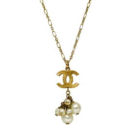 【送料無料】 シャネル ネックレス ゴールド ホワイト ココマーク 美品 GP パール 中古 07P CHANEL アクセサリー ジュエリー ヴィンテージ ペンダント 定番 人気 ロゴ ブランドアクセ チェーン 40cm レディース 女性 お洒落 上品 エレガント 高級感 ブランド 本物 鑑定済み